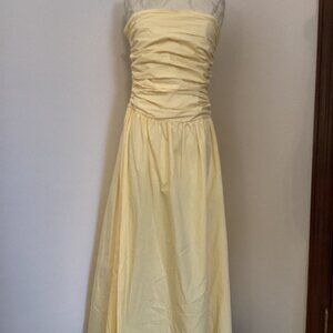 NWT PAPER HEART STRAPLESS RUCHED A-LINE MIDI DRESS in YELLOW 10 WEDDING FORMAL